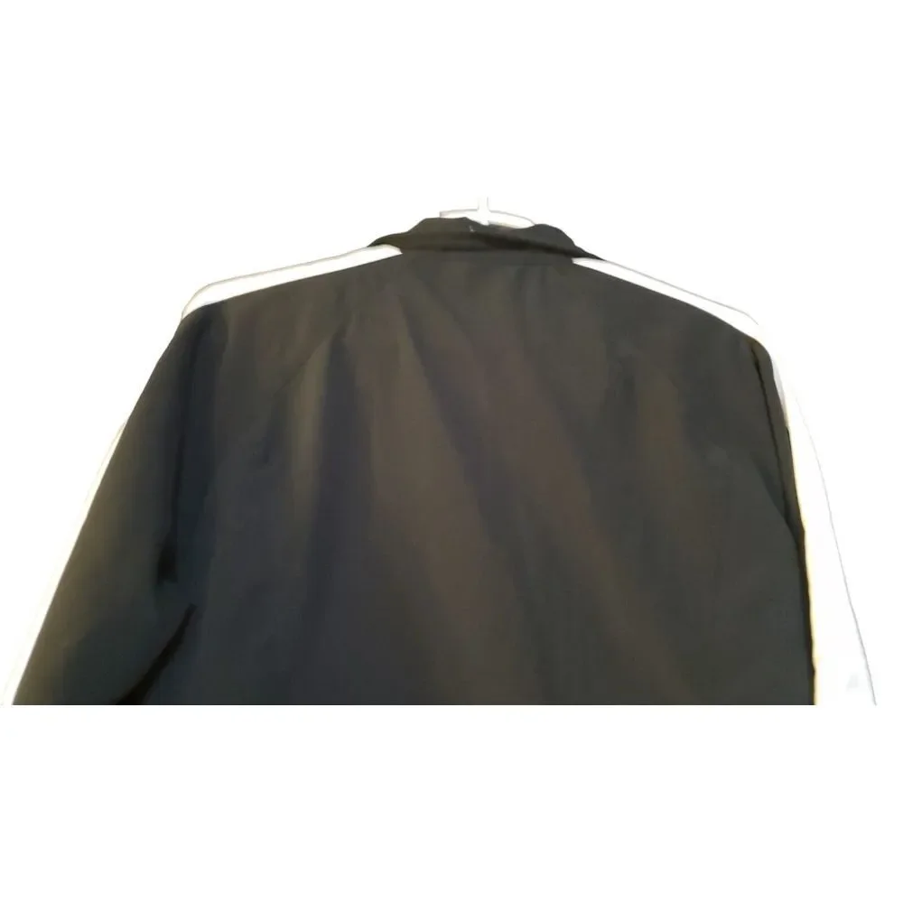 Vintage Nike Women's Black Windbreaker Running White Swoosh Full Zip Jacket Sz M